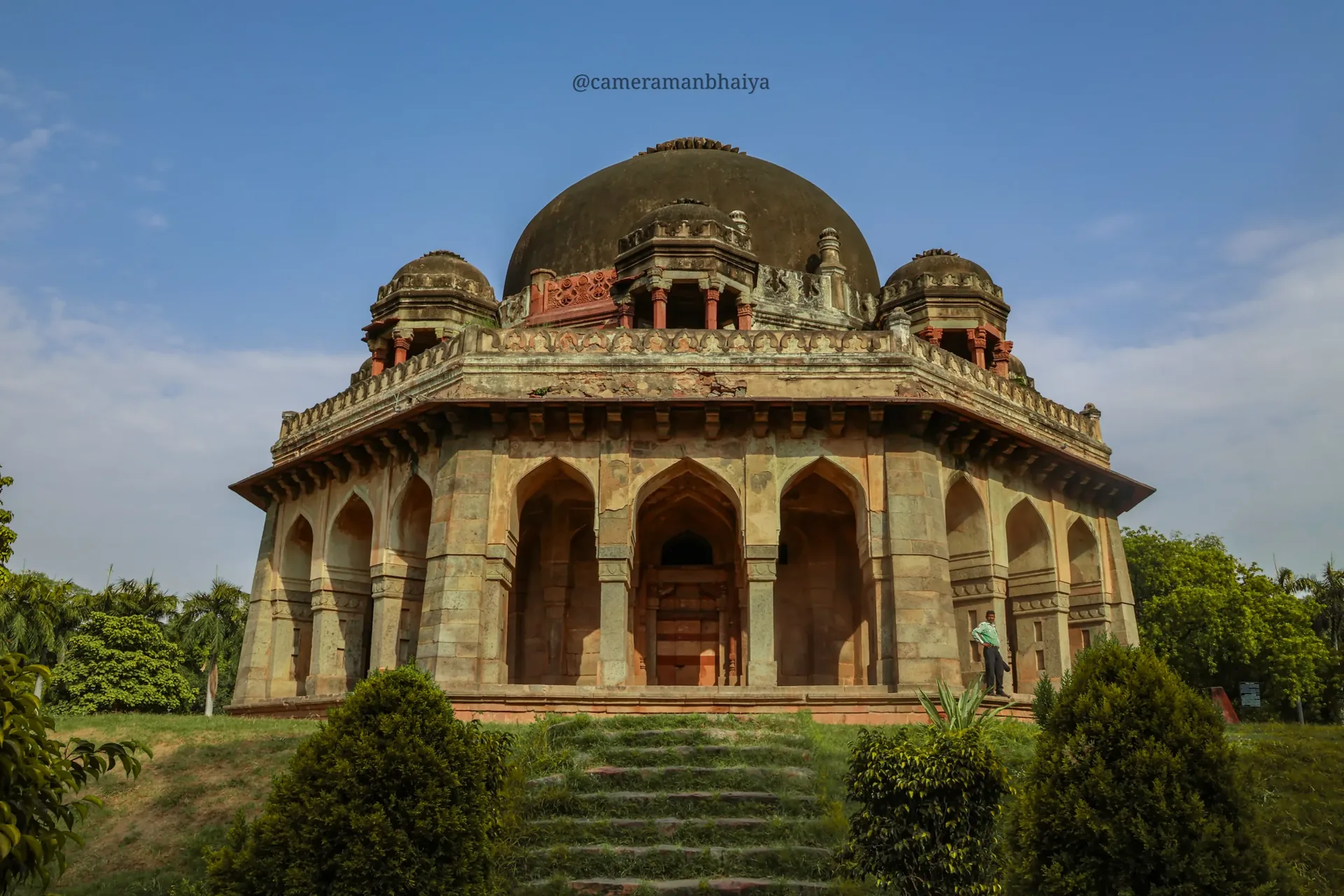 Domed tomb with octagonal chhatris at Lodi Gardens, Delhi